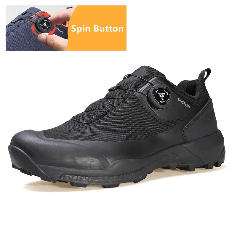 HUMTTO Scarpe da trekking impermeabili, stivaletti da montagna neri, sneakers da campeggio da uomo, scarpe tattiche sportive di sicurezza per arrampicata