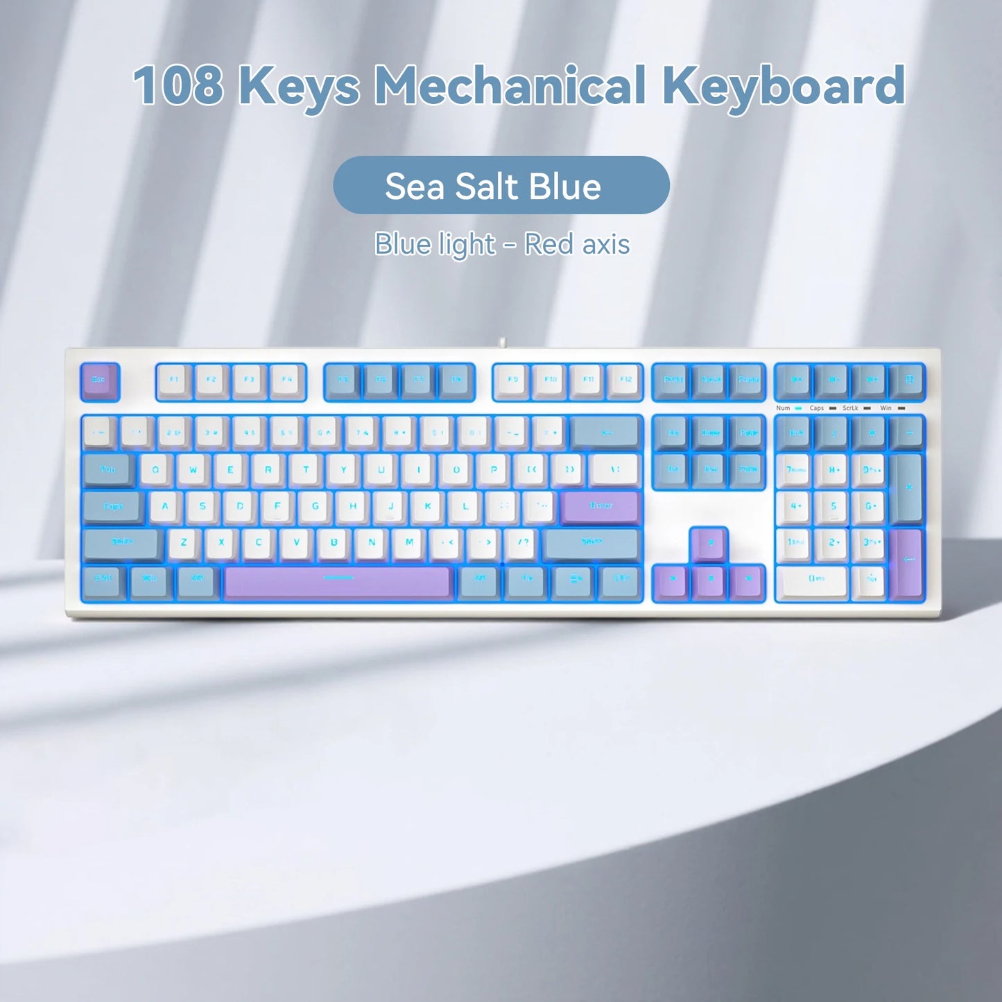 Teclado Gaming Mecânico com Fio de 108 Teclas e Retroiluminação RGB | Chip Gaming | Baixa Latência | Anti-Ghosting | para Jogadores de PC Win/Mac