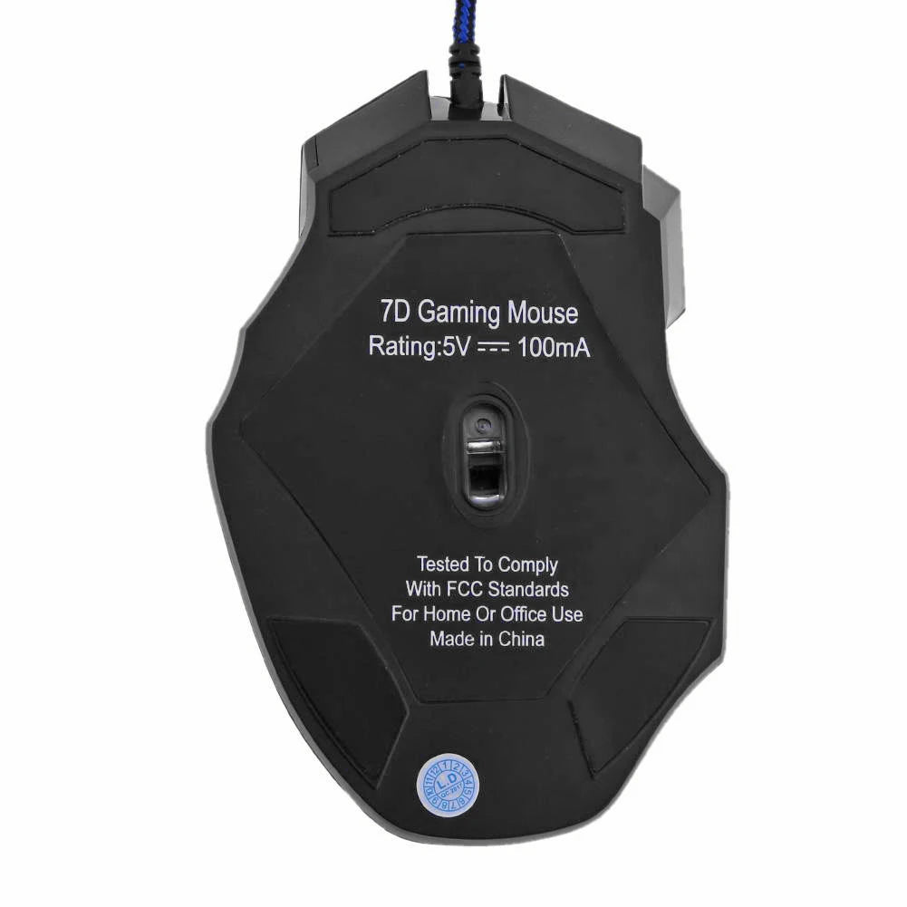 Wired Gaming Mouse 5500 DPI Adjustable USB Gaming Mouse with 7 Buttons, RGB 7-Color Backlight Optical Gaming Mouse for PC, Laptop & Desktop
