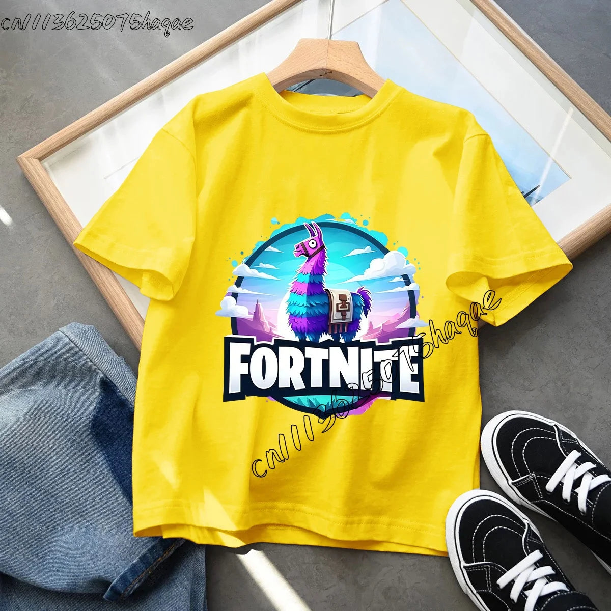 Summer Game Fortnited T-shirt Bottle Royale Birthday Tops Party Wear Boys Tee Fortnight Short Sleeve Cotton Kids Clothes