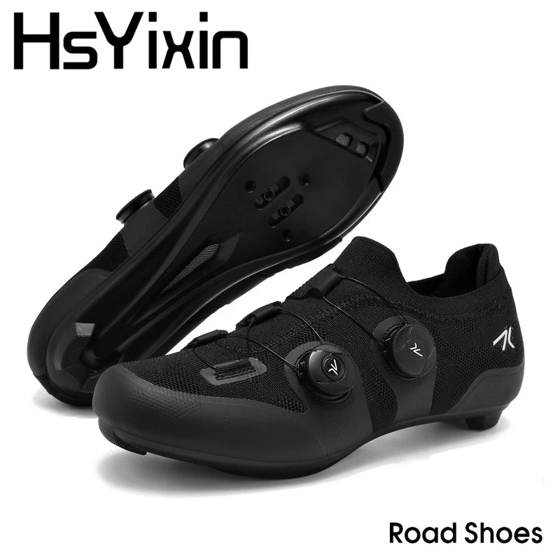 Scarpe da ciclismo su strada unisex, HsYixin traspiranti SPD autobloccanti antiscivolo, scarpe da corsa per bici da strada, MTB flat e sneakers da bicicletta