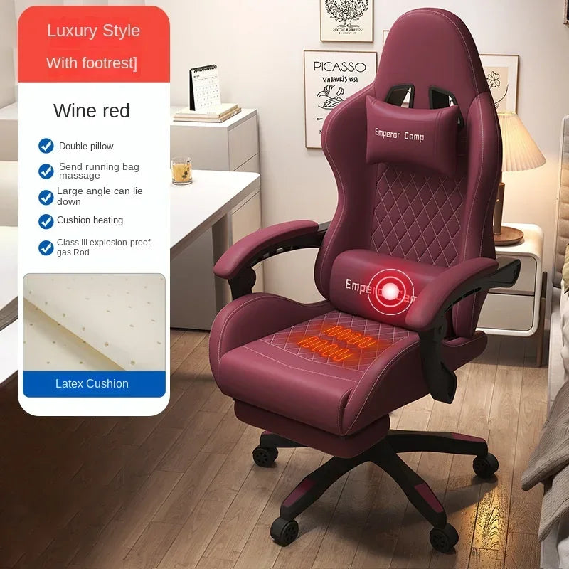 Hestora PU kožené velké herní křeslo pro vysoké postavy, ergonomická počítačová židle s vysokým opěradlem, podnožkou a masážní bederní opěrkou pro dospělé