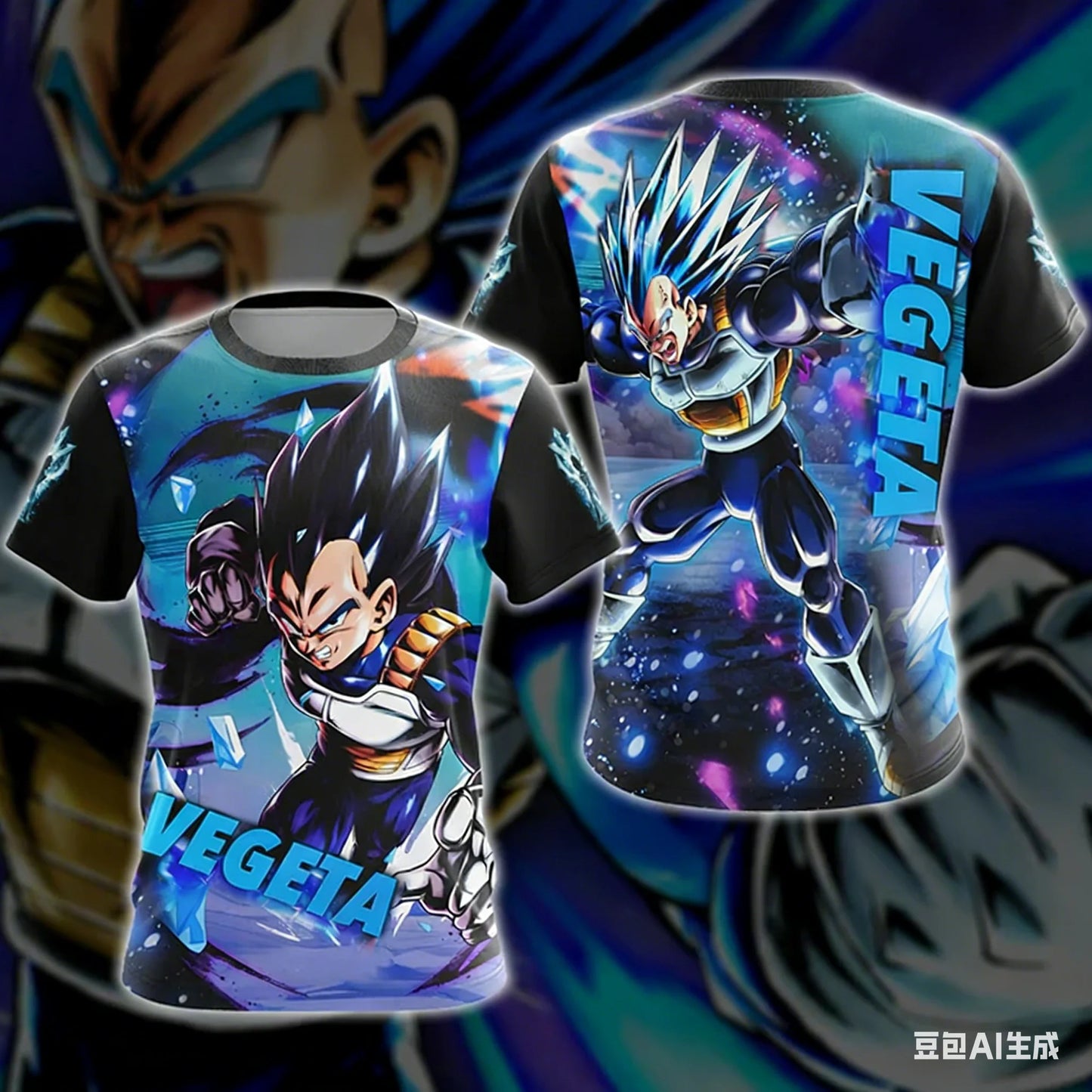 2026 Summer Dragon Ball T-Shirt 3D Print Vegeta Super Saiyan Blue Neon Oversized Loose Breathable Gym Streetwear Unisex Tee