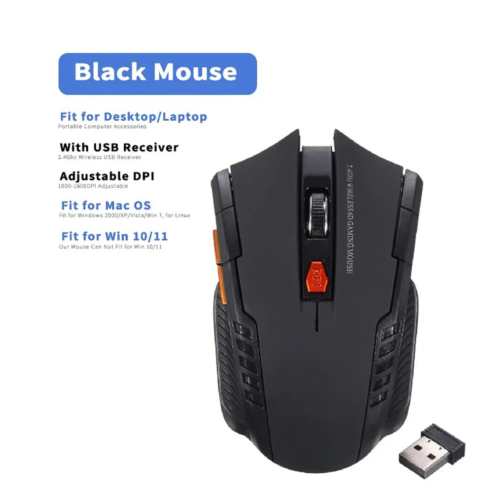 2.4GHz Wireless Mouse with USB Receiver, 2000 DPI Optical Wireless Gaming Mouse, 6-Button Ergonomic Wireless Mouse for Computer & Laptop