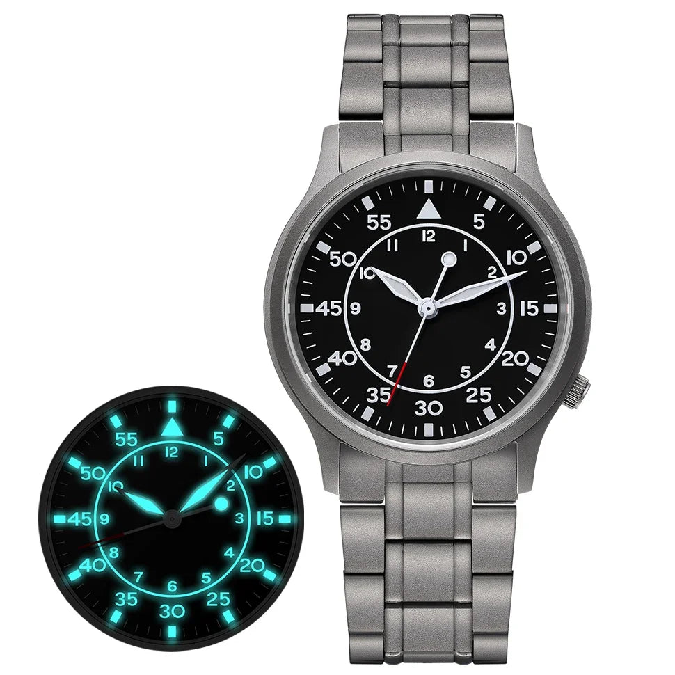 BERNY Titanium Men Wristwatch AR Coat Sapphire Fashion Wristwatch Luminous VH31 Ultra-thin Quartz Watch Waterproof 5ATM Watches