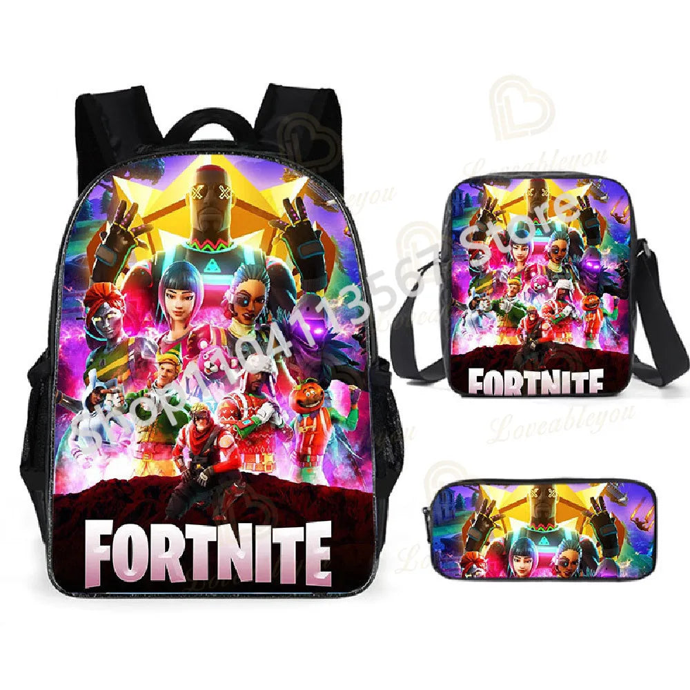 Fortnite Kids 3pcs Backpack Set Women Backpacks Office Stationery for Teenage Girls Boys Laptop Backpack Casual Travel Rucksack