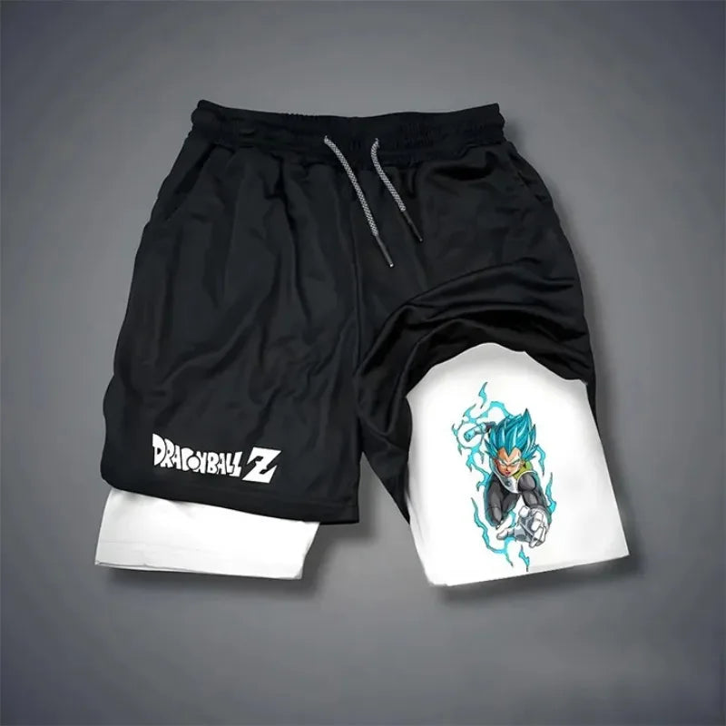 2025 Dragon Ball Animation Peripheral Double-layer Shorts American Men's Trend Fashion Breathable Loose Sports Pants