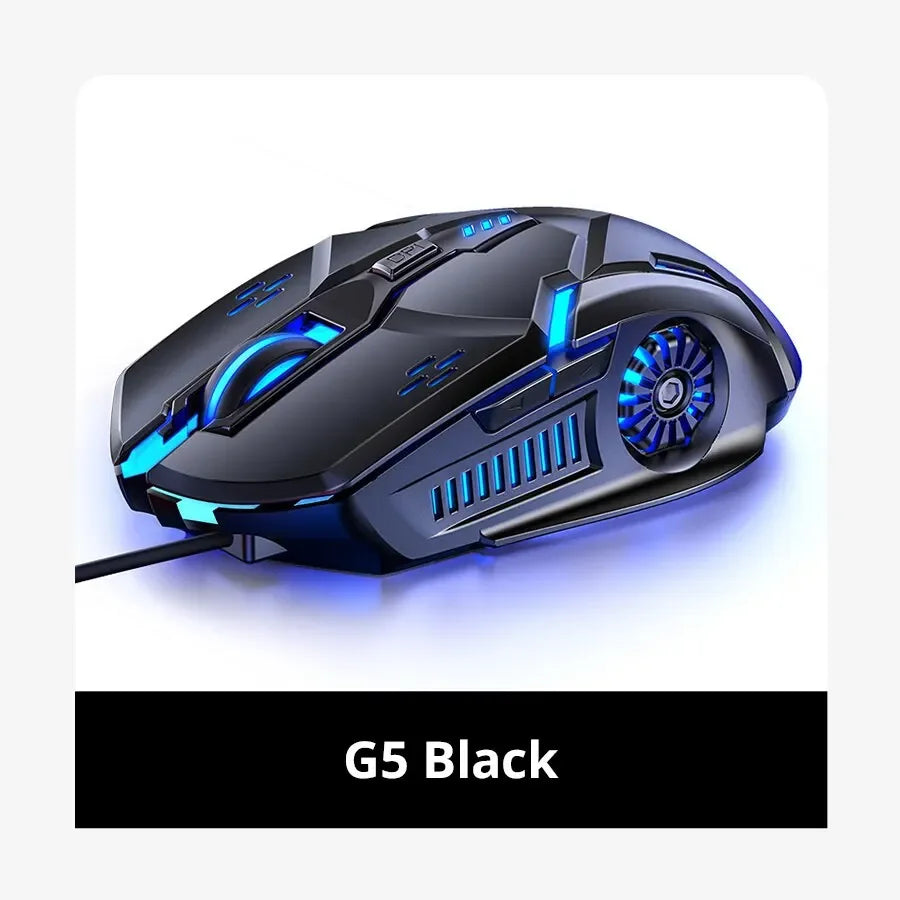 G5 Mute — przewodowa mysz gamingowa z sześcioma przyciskami, podświetleniem, do e-sportu, akcesorium komputerowe do laptopa i komputera stacjonarnego