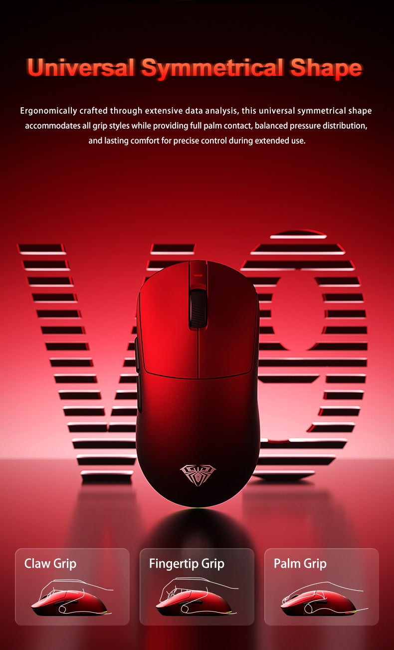 Aula V9 Ultra Wireless – bezprzewodowa mysz gamingowa e-sportowa, podwójne 8k, 3 tryby, PAW 3950, 8k, 55g, lekka ergonomiczna mysz, personalizowane akcesorium PC