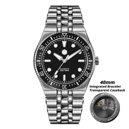 San Martin 40mm Luxus-Taucheruhr für Herren, Miyota 9015, Sunburst-Emaille-Zifferblatt, automatische mechanische Armbanduhr, wasserdicht bis 200m, SN0148