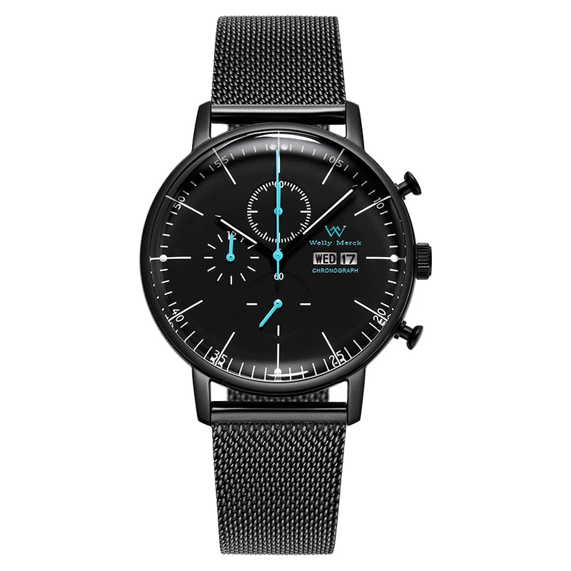 WM Watch Quartz Watches Casual Business Sapphire Crystal Water Resistant Stainless Steel Welly Merck Watch 014M