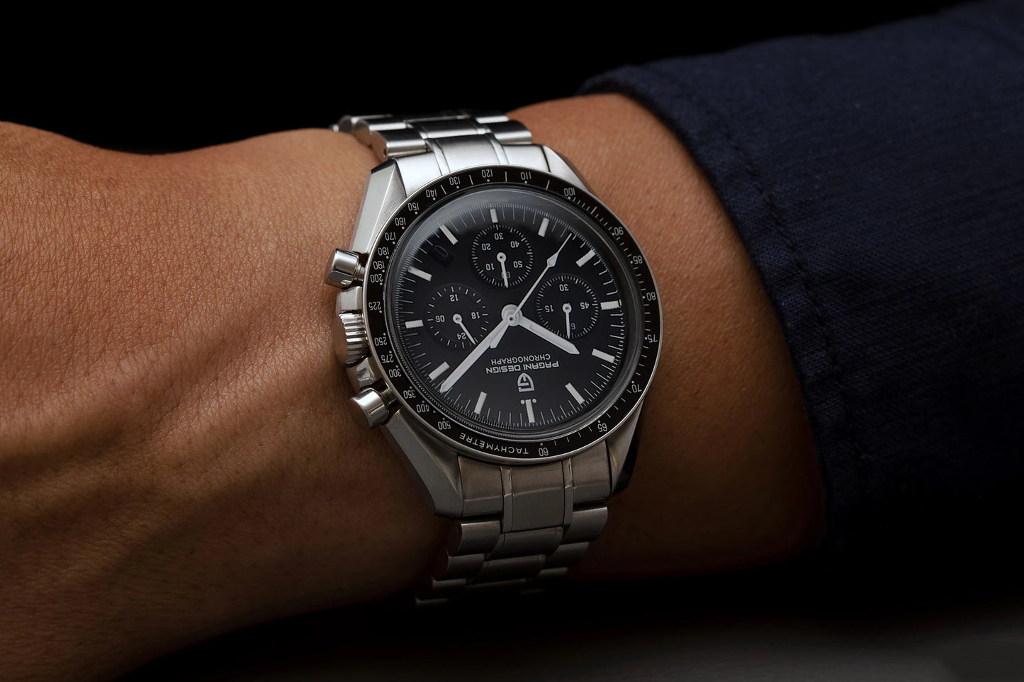 Relógio masculino PAGANI DESIGN Série Planetary Saturn Light Tan Quartz Speed Chronograph com cristal de safira AR — Novo 2026