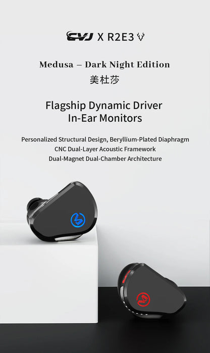 CVJ X R2E3 Medusa Dynamic Driver In-Ear Earphone Dual Layer Acoustic Design Venting System Perfect for Audiophiles Unleash