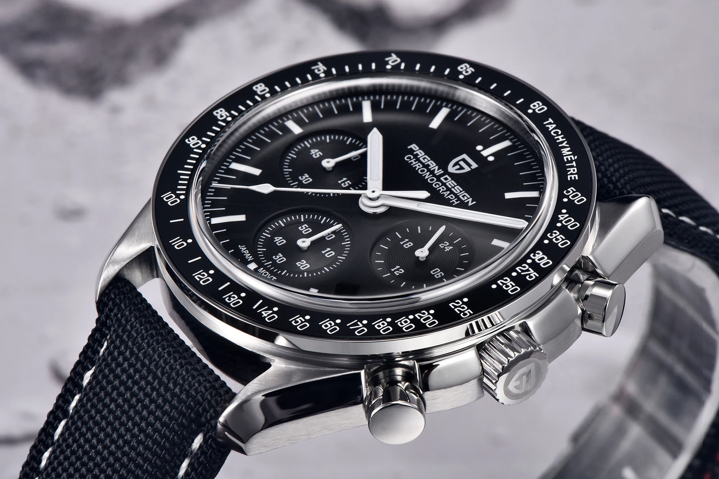 Relógio masculino PAGANI DESIGN Série Planetary Saturn Light Tan Quartz Speed Chronograph com cristal de safira AR — Novo 2026