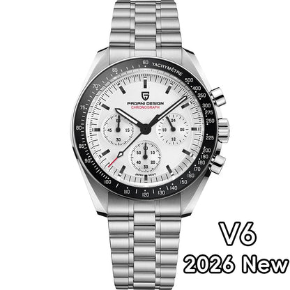 Relógio masculino PAGANI DESIGN Série Planetary Saturn Light Tan Quartz Speed Chronograph com cristal de safira AR — Novo 2026