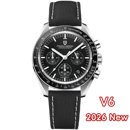 Relógio masculino PAGANI DESIGN Série Planetary Saturn Light Tan Quartz Speed Chronograph com cristal de safira AR — Novo 2026
