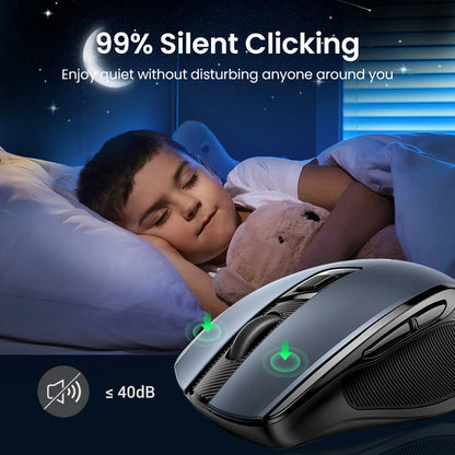 UGREEN kabellose Maus Bluetooth 5.0, ergonomische Maus 4000DPI mit 6 leisen Tasten, für MacBook, Tablet, Laptops, Computer, PC, 2.4G-Maus