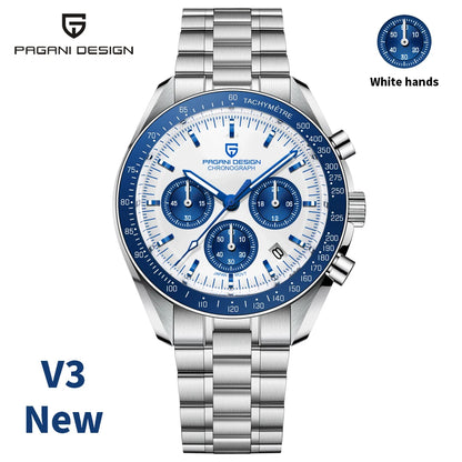 Relógio masculino PAGANI DESIGN Série Planetary Saturn Light Tan Quartz Speed Chronograph com cristal de safira AR — Novo 2026