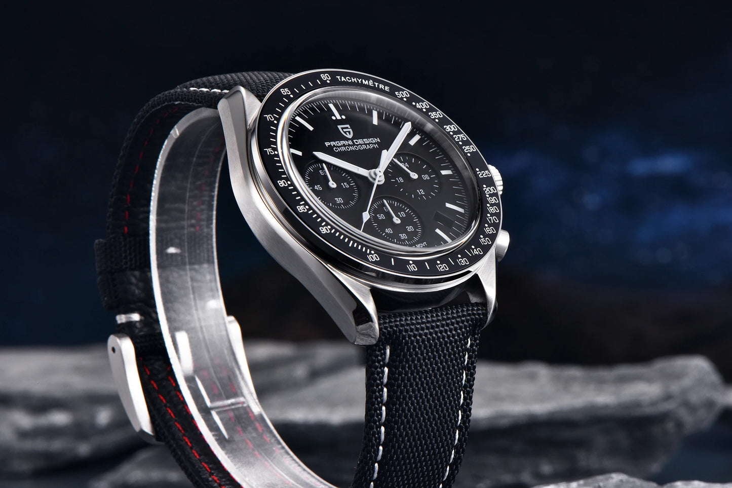 Relógio masculino PAGANI DESIGN Série Planetary Saturn Light Tan Quartz Speed Chronograph com cristal de safira AR — Novo 2026