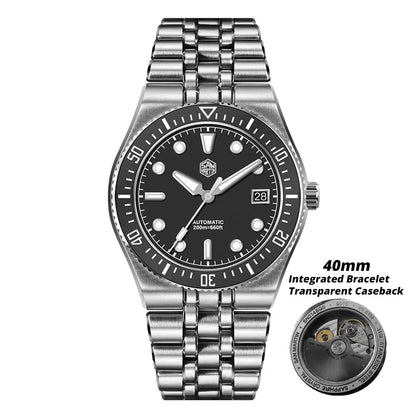 San Martin 40mm Luxus-Taucheruhr für Herren, Miyota 9015, Sunburst-Emaille-Zifferblatt, automatische mechanische Armbanduhr, wasserdicht bis 200m, SN0148