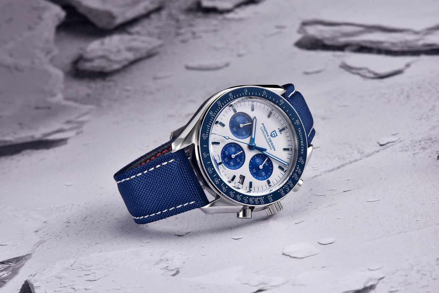 Relógio masculino PAGANI DESIGN Série Planetary Saturn Light Tan Quartz Speed Chronograph com cristal de safira AR — Novo 2026