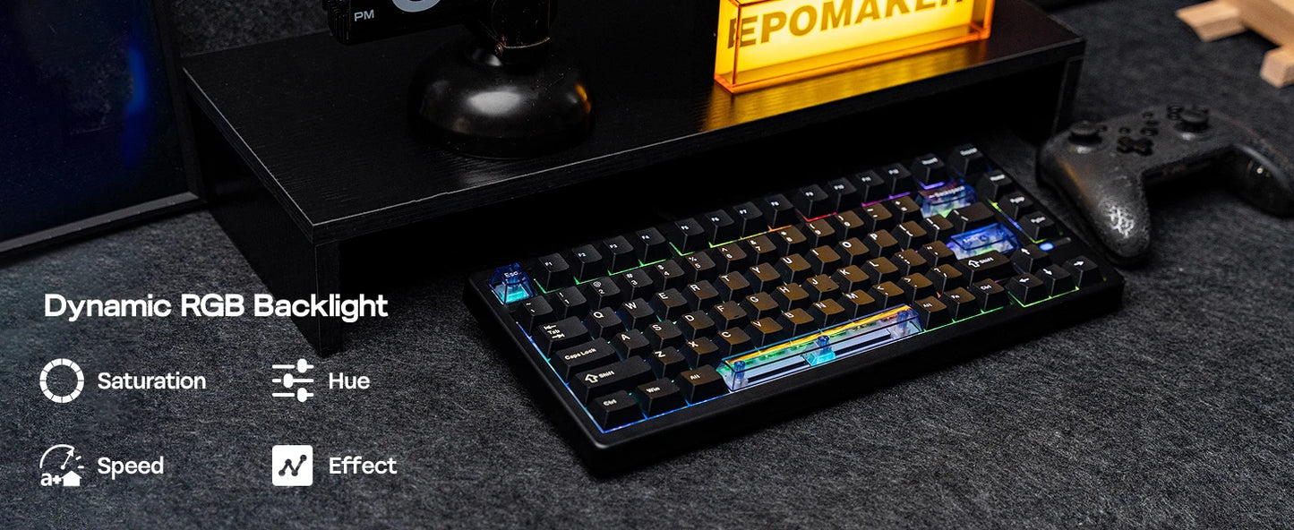 Teclado mecânico magnético EPOMAKER HE80 75% layout US QWERTY Hot-Swap Creamy Gasket com fio Hall Effect DKS SOCD para PC/Mac