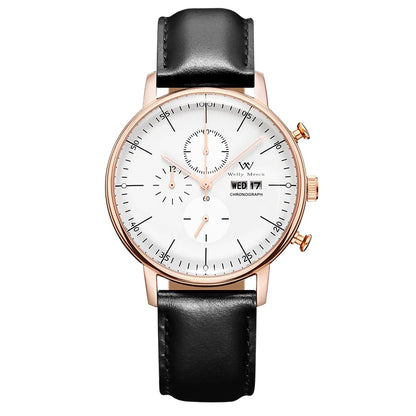 WM Watch Quartz Watches Casual Business Sapphire Crystal Water Resistant Stainless Steel Welly Merck Watch 014M