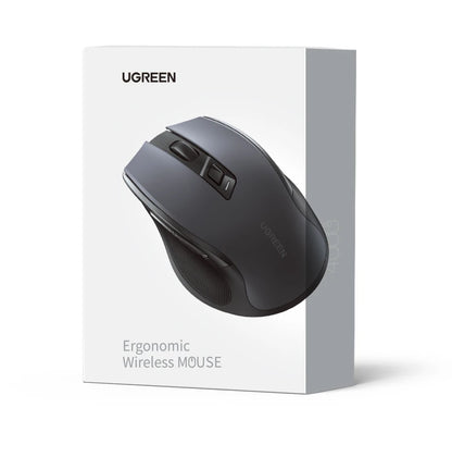 Mouse wireless UGREEN Bluetooth 5.0 ergonomico 4000DPI con 6 pulsanti silenziosi, per MacBook, tablet, laptop, computer e PC, mouse 2.4G