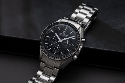 Relógio masculino PAGANI DESIGN Série Planetary Saturn Light Tan Quartz Speed Chronograph com cristal de safira AR — Novo 2026