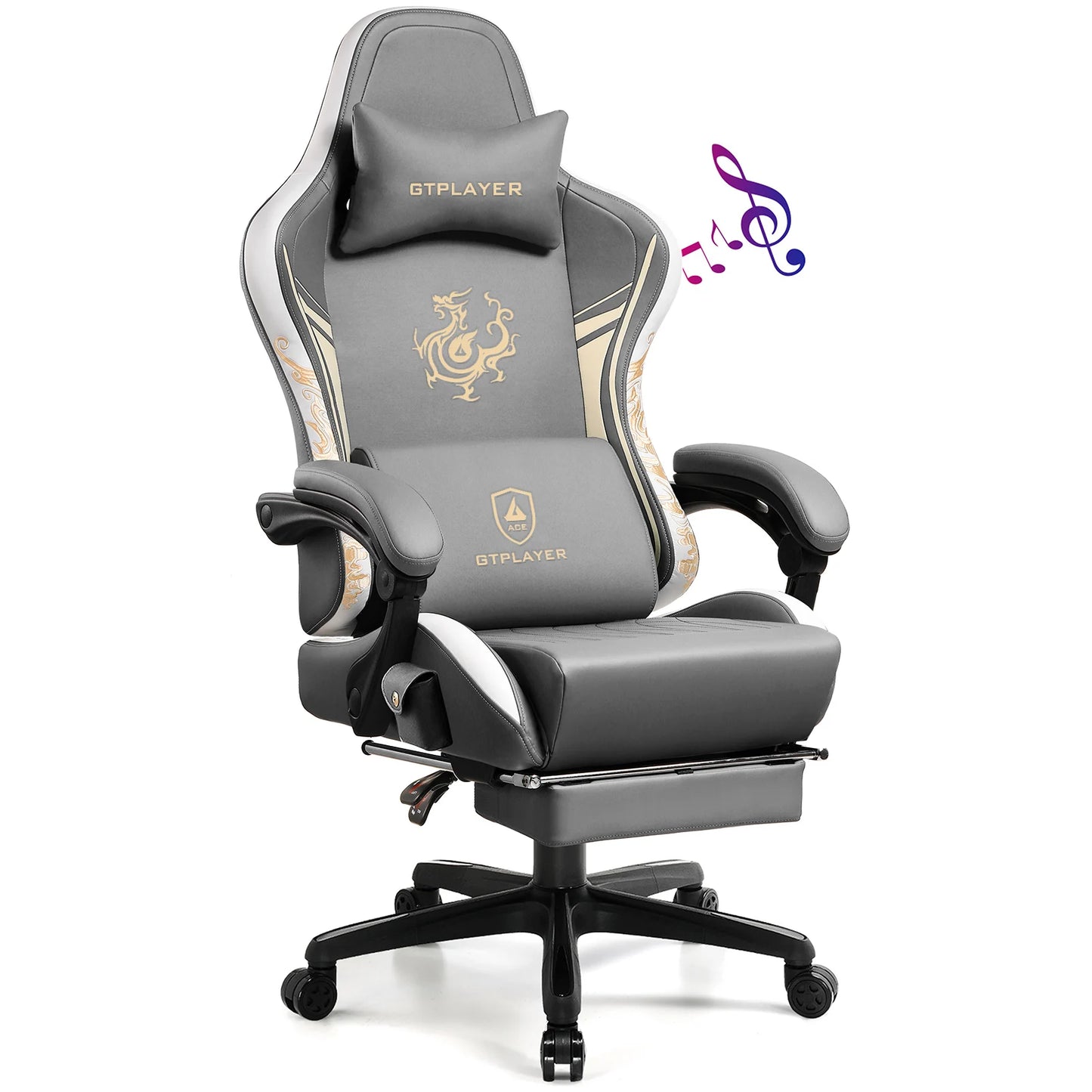 GTPLAYER Gaming chair Gamer chair with Bluetooth Speakers and Footrest Dragon Series Office Chair Ergonomic Gaming chair