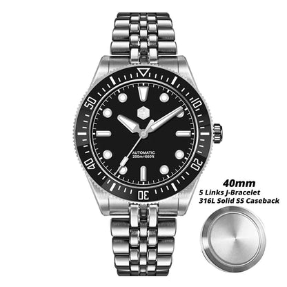 San Martin 40mm Luxus-Taucheruhr für Herren, Miyota 9015, Sunburst-Emaille-Zifferblatt, automatische mechanische Armbanduhr, wasserdicht bis 200m, SN0148