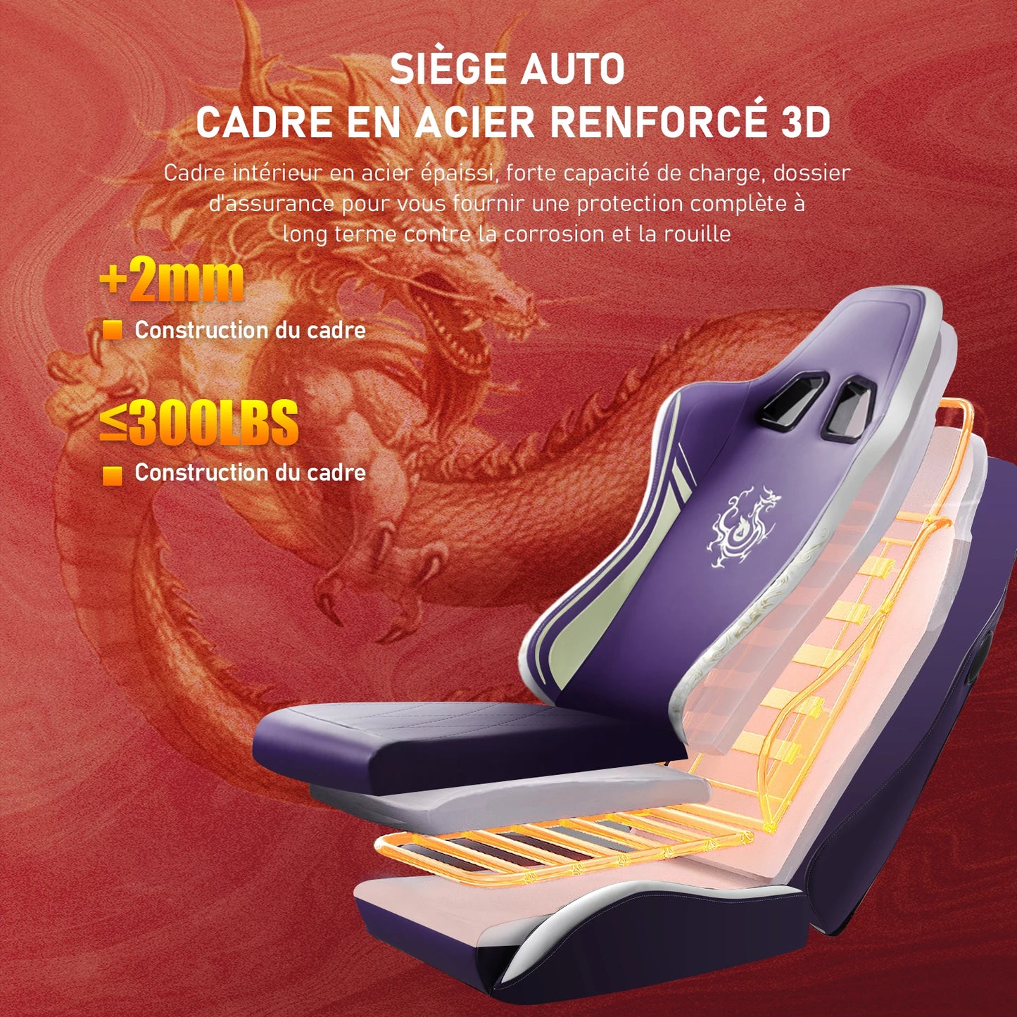 GTPLAYER Gaming chair Gamer chair with Bluetooth Speakers and Footrest Dragon Series Office Chair Ergonomic Gaming chair
