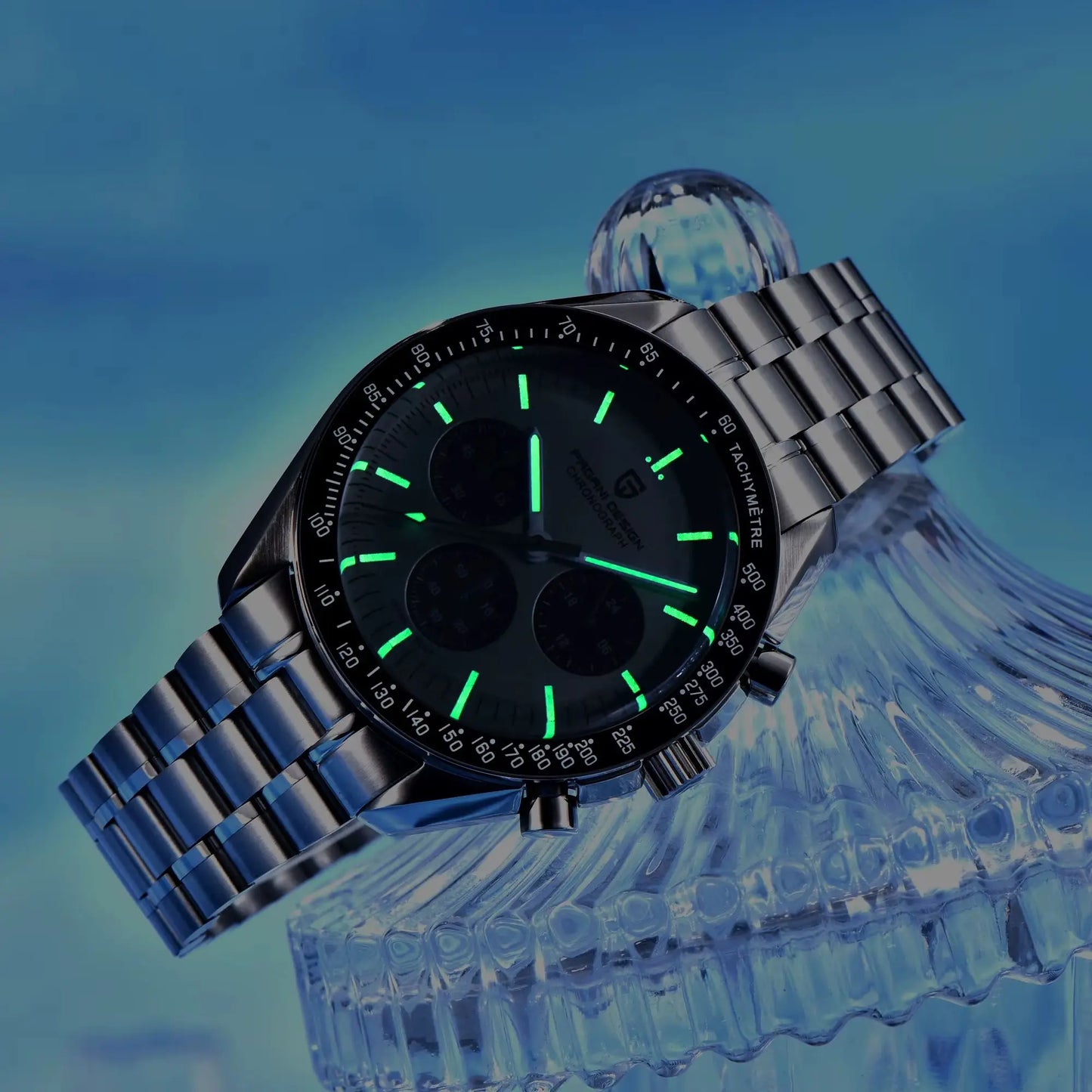 Relógio masculino PAGANI DESIGN Série Planetary Saturn Light Tan Quartz Speed Chronograph com cristal de safira AR — Novo 2026