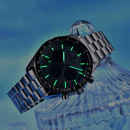 Relógio masculino PAGANI DESIGN Série Planetary Saturn Light Tan Quartz Speed Chronograph com cristal de safira AR — Novo 2026