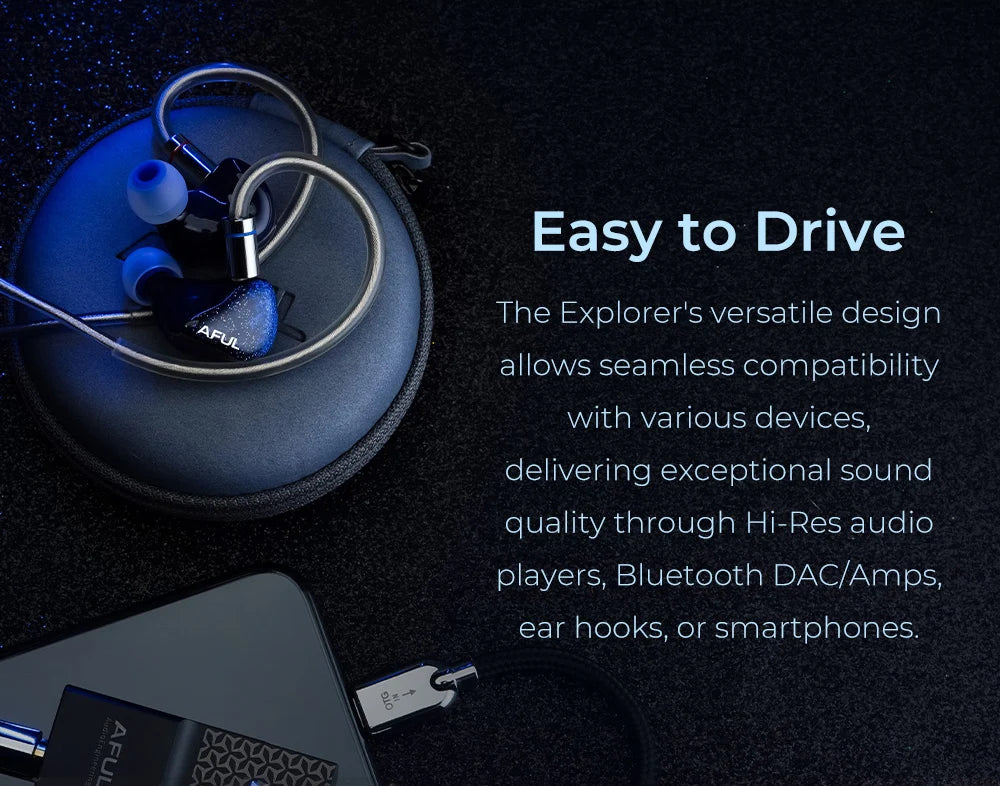 HiFiGo AFUL Explorer Wired Hybrid Earphones 1DD+2BA Hybrid In-Ear Monitors 3D Printed Acoustic Tube RLC Division HiFi Earbuds