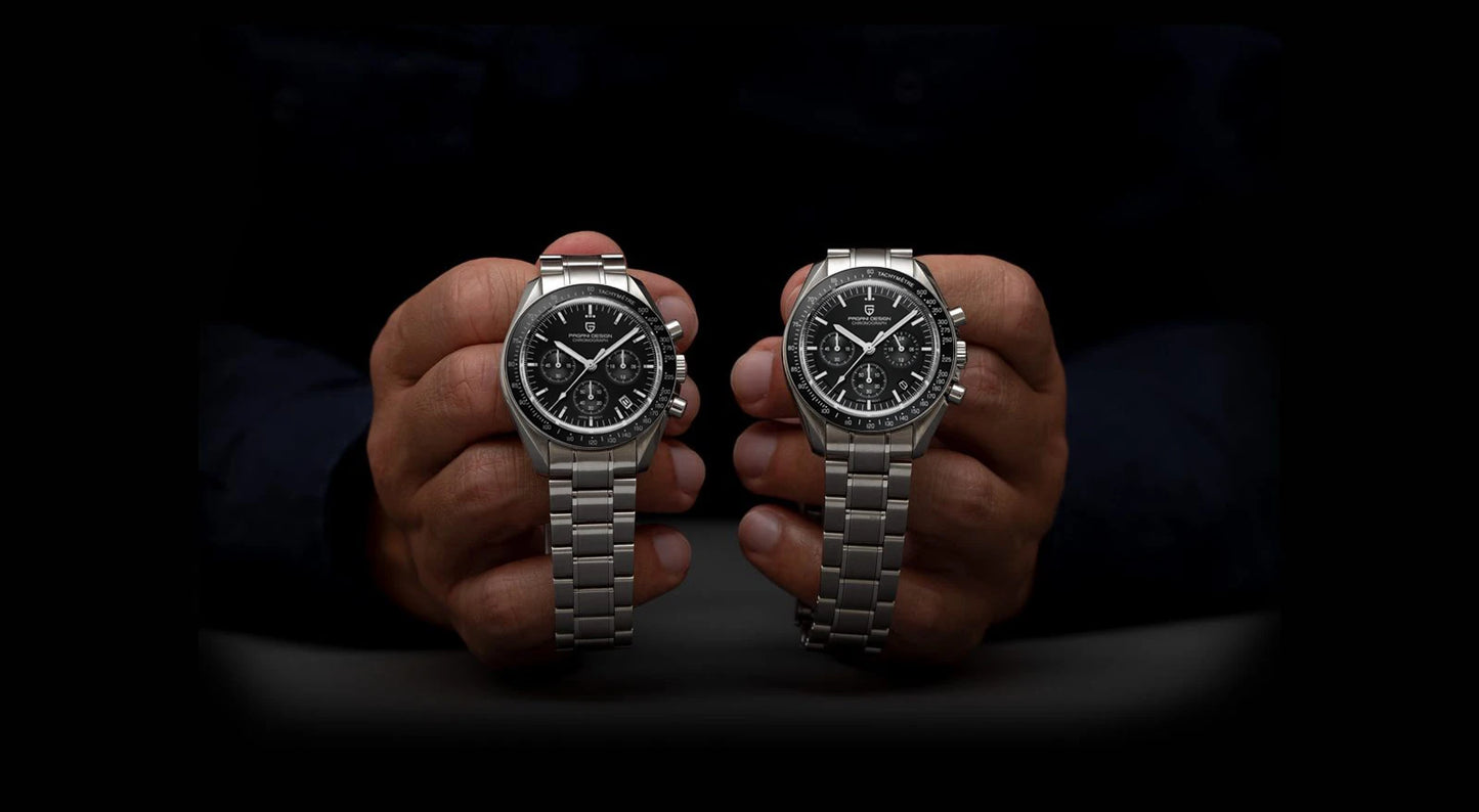 Relógio masculino PAGANI DESIGN Série Planetary Saturn Light Tan Quartz Speed Chronograph com cristal de safira AR — Novo 2026