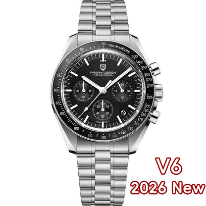 Relógio masculino PAGANI DESIGN Série Planetary Saturn Light Tan Quartz Speed Chronograph com cristal de safira AR — Novo 2026