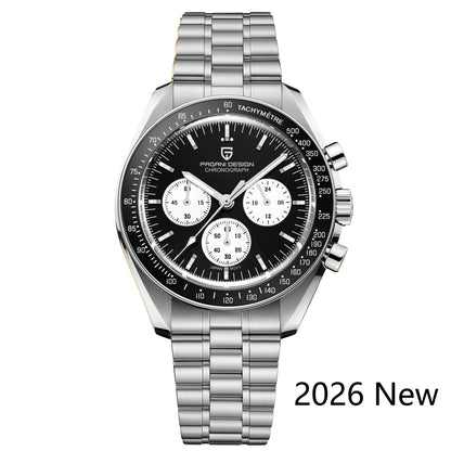 Relógio masculino PAGANI DESIGN Série Planetary Saturn Light Tan Quartz Speed Chronograph com cristal de safira AR — Novo 2026