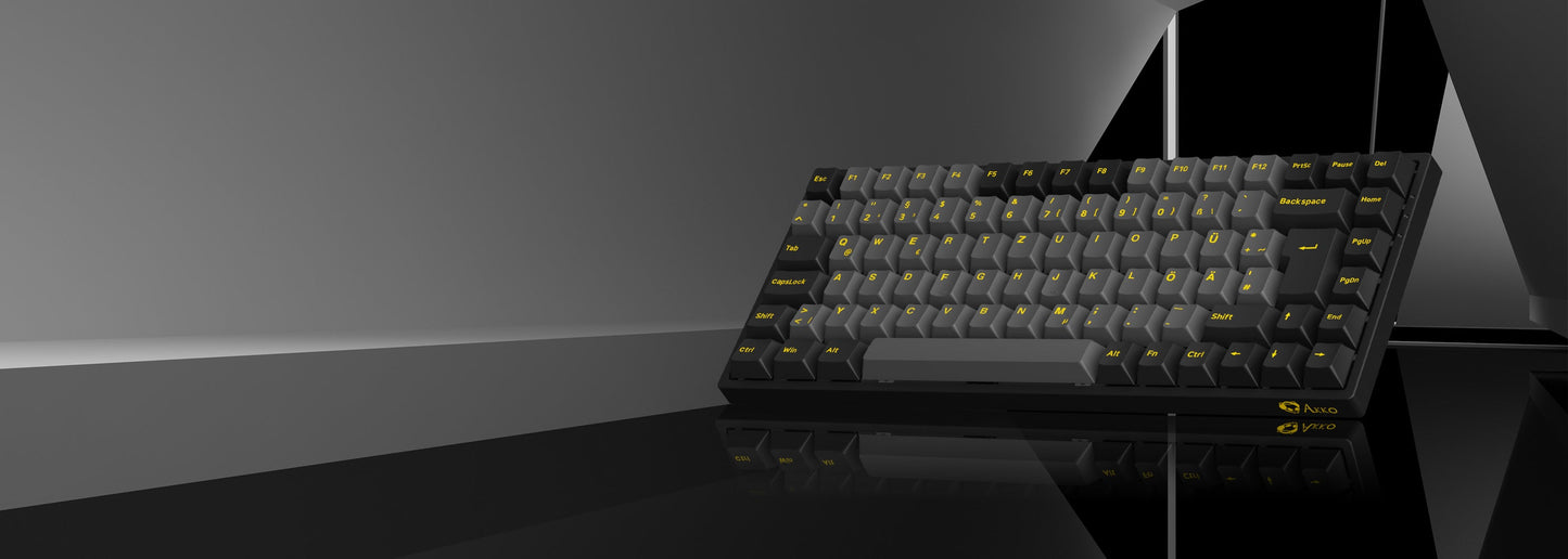 Akko 3084B Plus Black & Gold 75% ISO-DE Layout Mechanical Gaming Keyboard Hot-Swappable Multi-Modes 2.4GHz / USB Type-C / BT 5.0