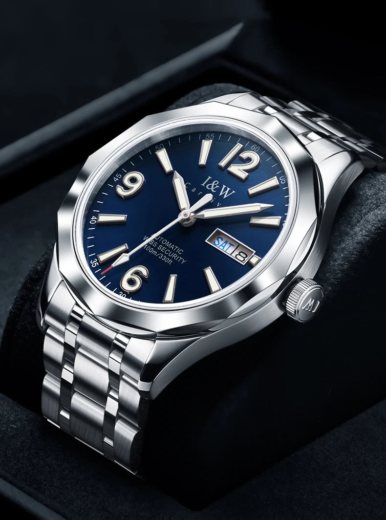 CARNIVAL Men's Tungsten Mechanical Watch Brand Luxury NH36 Automatic Movement Wristwatches for Men Waterproof Watch