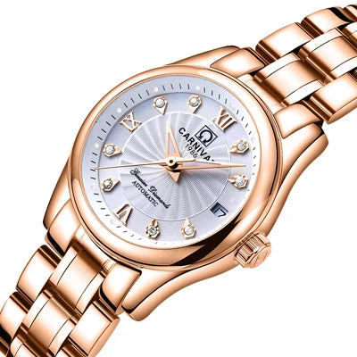 CARNIVAL Marken-Luxus-Automatikuhr für Damen, modische Armbanduhr mit Saphirglas, wasserdicht, Reloj Mujer