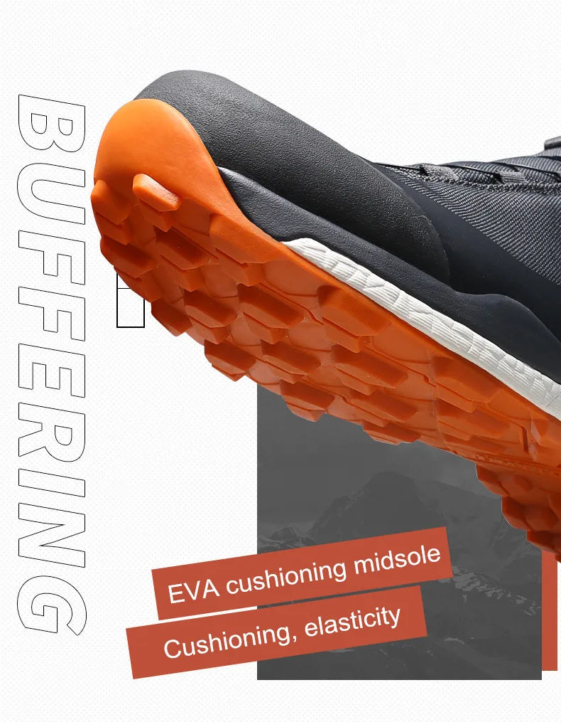 HUMTTO Scarpe da trekking impermeabili, stivaletti da montagna neri, sneakers da campeggio da uomo, scarpe tattiche sportive di sicurezza per arrampicata