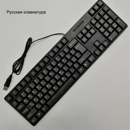 Teclado gaming com keycaps de letras em espanhol, francês, russo e árabe, USB com fios, 104 teclas, para computador