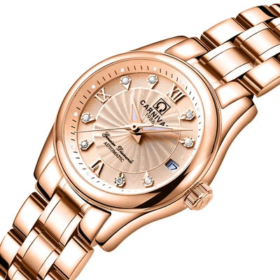 CARNIVAL Marken-Luxus-Automatikuhr für Damen, modische Armbanduhr mit Saphirglas, wasserdicht, Reloj Mujer
