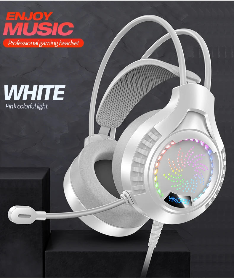 RGB Gaming Headset with Microphone 7.1 Surround HD Sound Stereo Dual 3.5mm USB  Wired Headphone For PS5 PC Laptop Phone