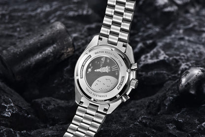 Relógio masculino PAGANI DESIGN Série Planetary Saturn Light Tan Quartz Speed Chronograph com cristal de safira AR — Novo 2026