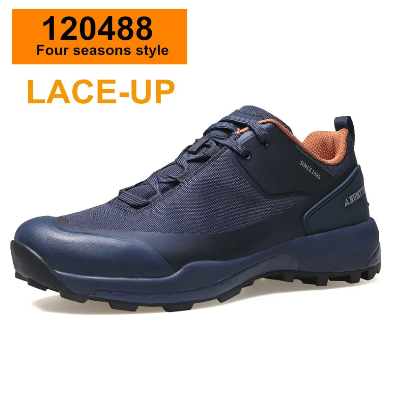 HUMTTO Scarpe da trekking impermeabili, stivaletti da montagna neri, sneakers da campeggio da uomo, scarpe tattiche sportive di sicurezza per arrampicata