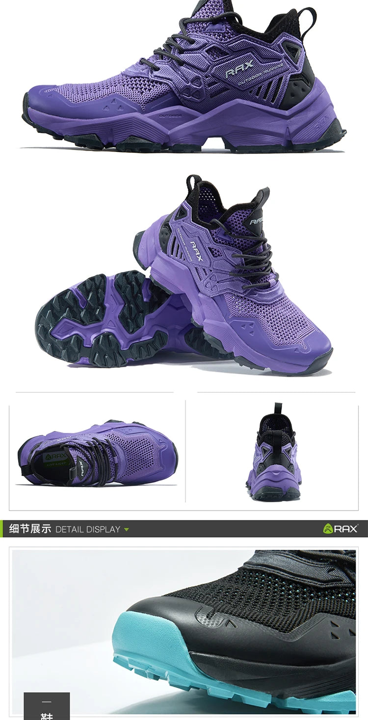 RAX Running Shoes Men&Women Outdoor Sport Shoes Breathable Lightweight Sneakers Air Mesh Upper Anti-slip Natural Rubber Outsole