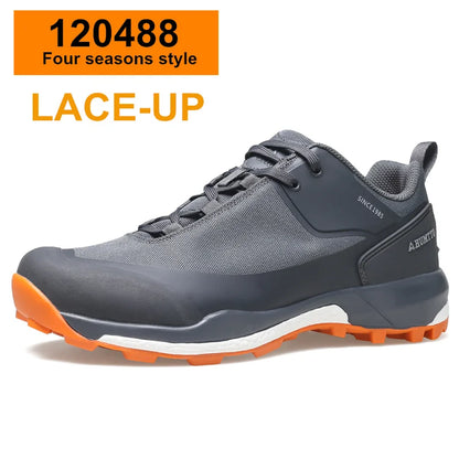 HUMTTO Scarpe da trekking impermeabili, stivaletti da montagna neri, sneakers da campeggio da uomo, scarpe tattiche sportive di sicurezza per arrampicata
