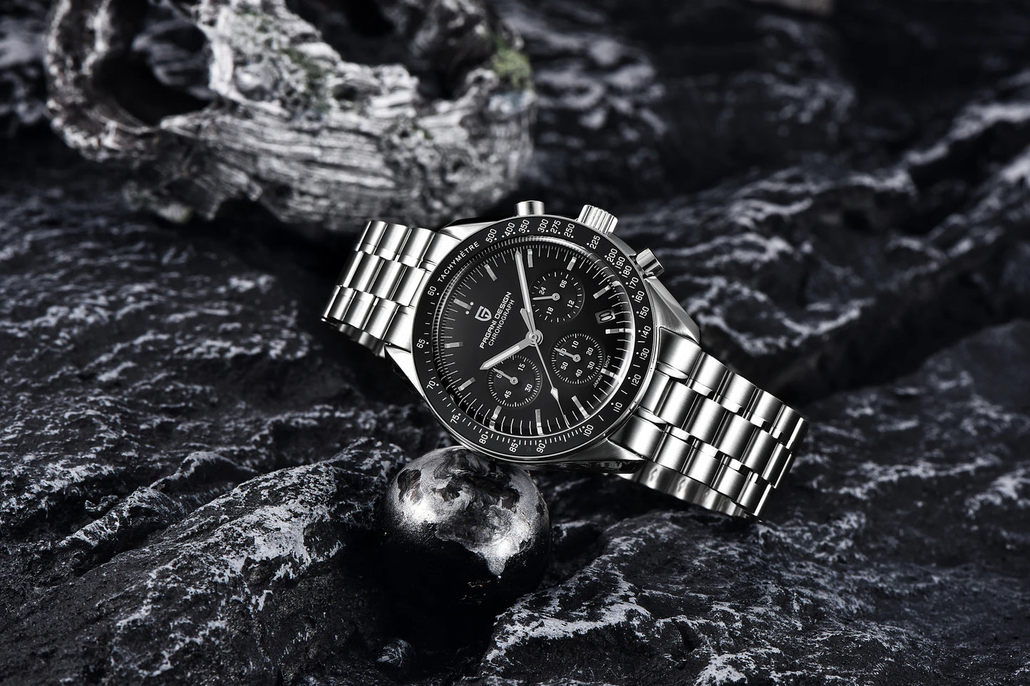 Relógio masculino PAGANI DESIGN Série Planetary Saturn Light Tan Quartz Speed Chronograph com cristal de safira AR — Novo 2026